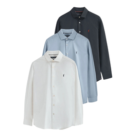 Camisa Social Masculina Manga Longa - Kit 3 Unidades