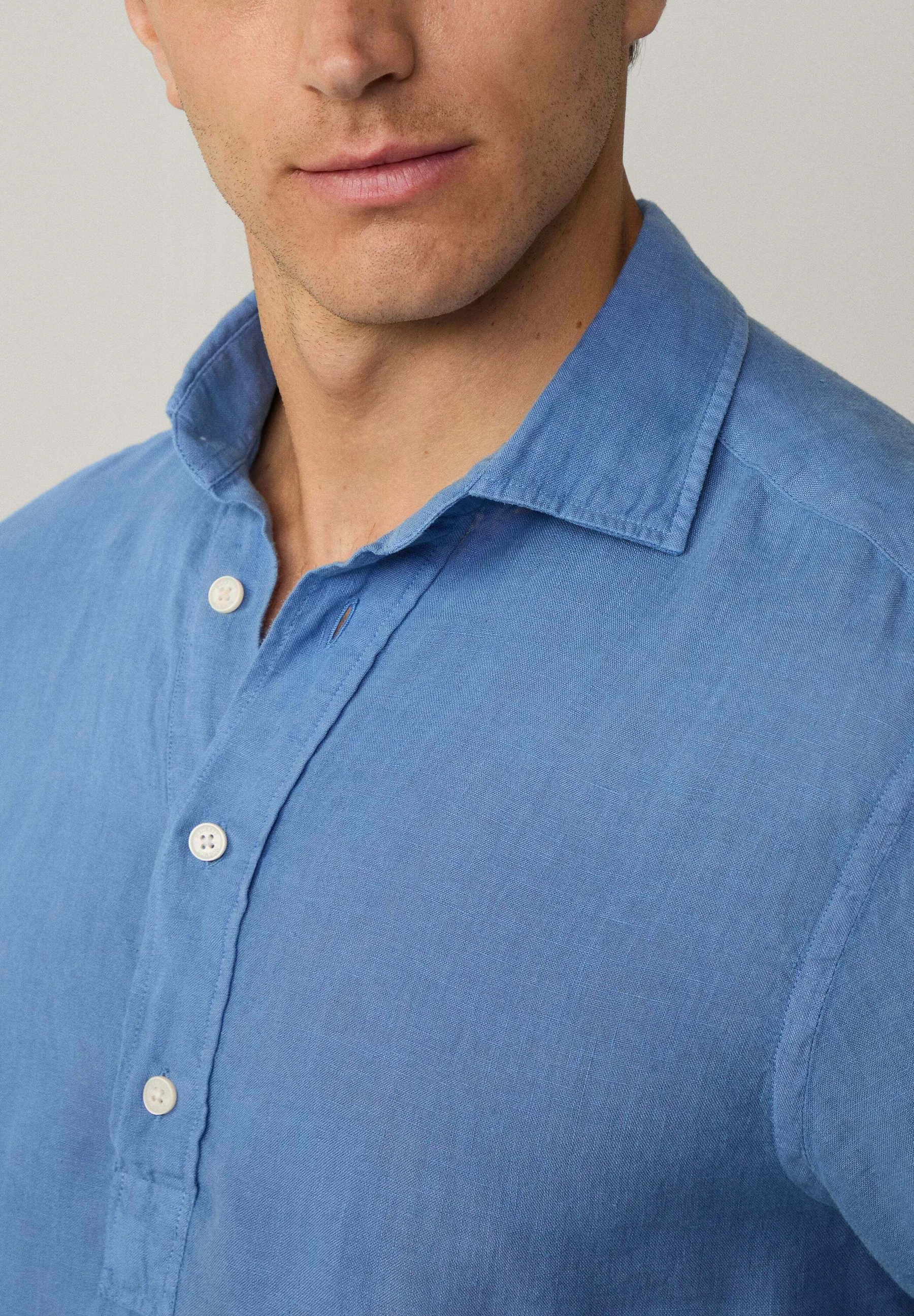 Camisa de Linho Classic Fit - Azul