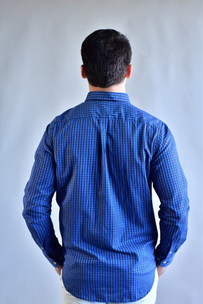 Camisa RL Manga Longa - Microxadrez Azul e Preto