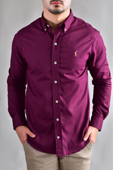 Camisa Social Lisa RL Manga Longa - Burgundy
